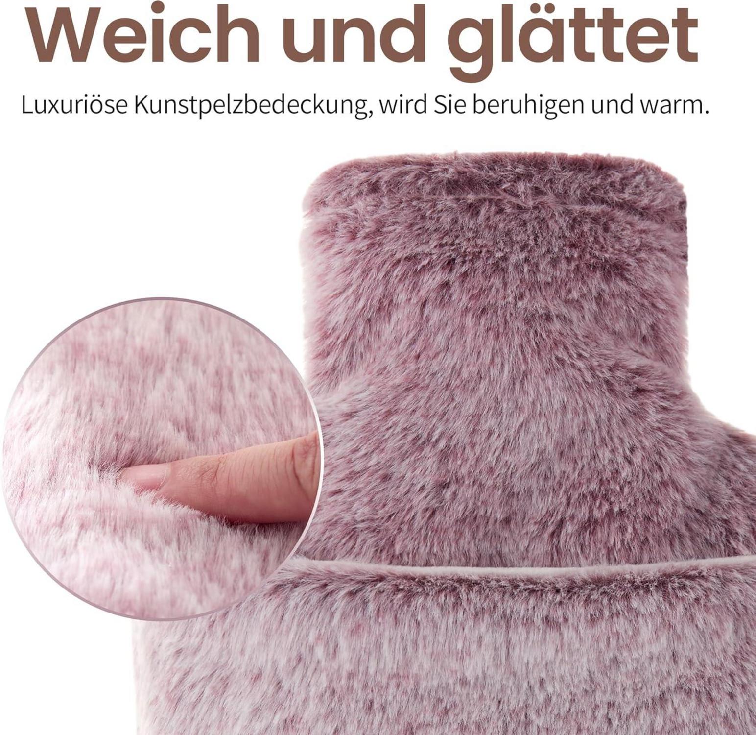 Weiche Wärmflasche mit abnehmbarem Bezug -2L- Lila
