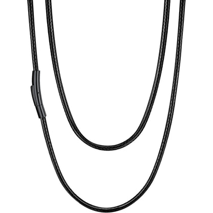 Geflochtene Wachskette mit Edelstahlverschluss 3mm 41cm Schwarz