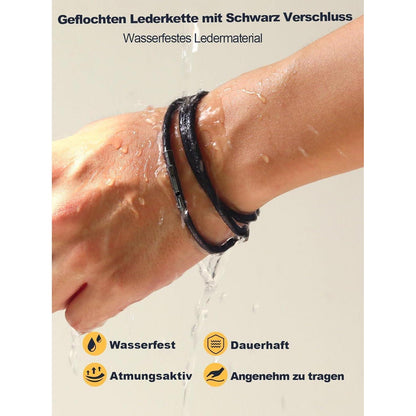 Geflochtene Wachskette mit Edelstahlverschluss 3mm 41cm Schwarz