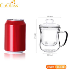 Glas-Teetasse mit abnehmbarem Infuser und Deckel, 300ml
