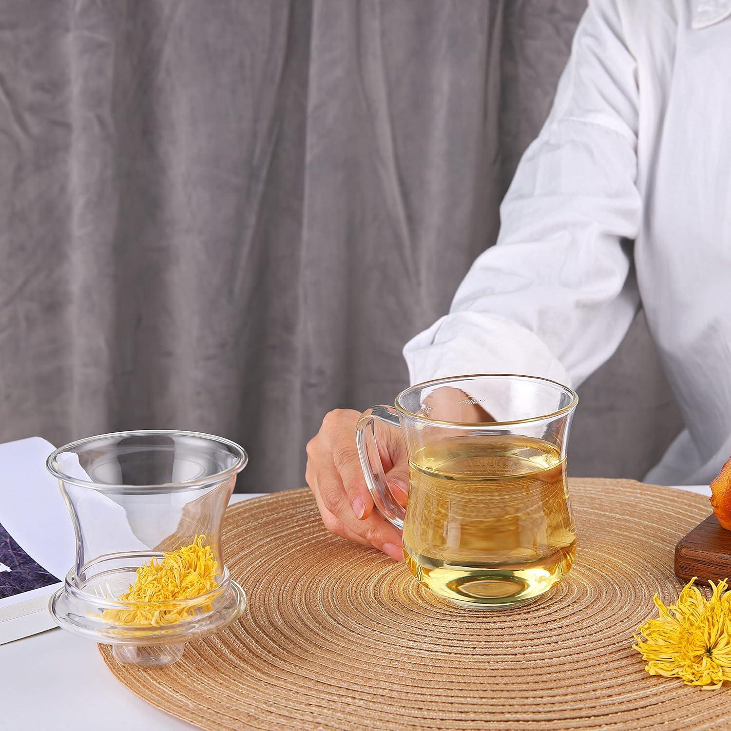 Glas-Teetasse mit Infuser und Deckel 300ml 10oz verdicktes Glas Teekanne Teetasse