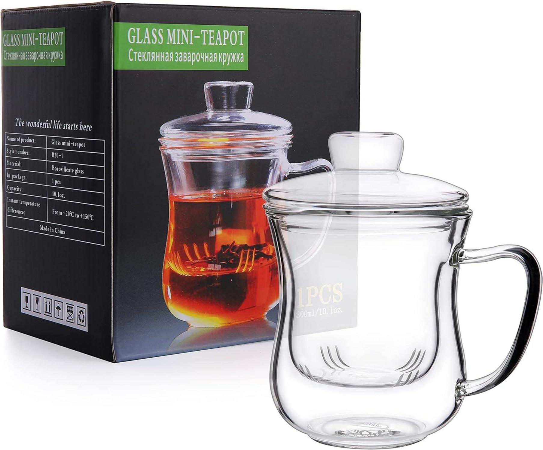 Glas-Teetasse mit abnehmbarem Infuser, Deckel 300ml/10oz - Tea Maker