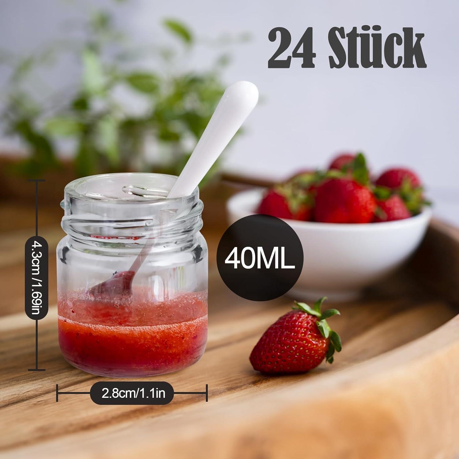 Kleine Marmeladengläser 40ml mit Etiketten & Stift