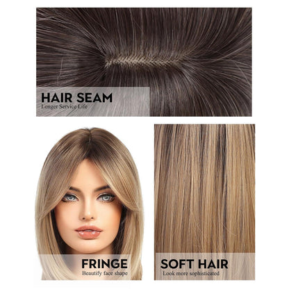 Braune Bob Perücke mit Fransen – Synthetisch & Hitzebeständig
