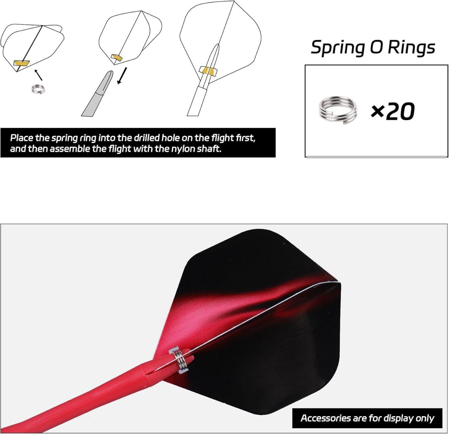 15x CyeeLife Dart-Schäfte mit O-Ringen, Dart Zubehör, Rot