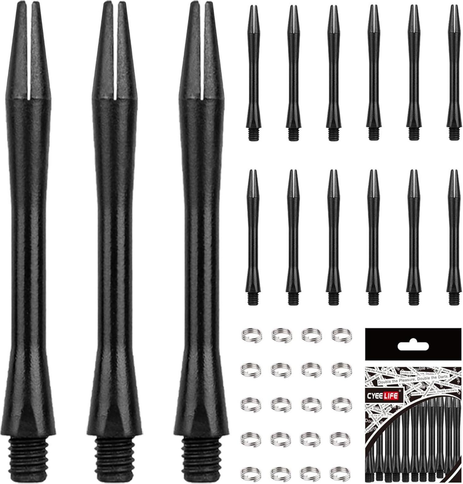 15 Stück professionelle Dart-Schäfte mit O-Ringen, schwarz