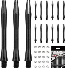 15 Stück professionelle Dart-Schäfte mit O-Ringen, schwarz