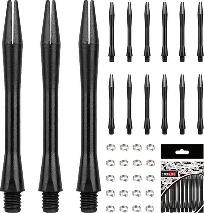 15 Stück professionelle Dart-Schäfte mit O-Ringen, schwarz