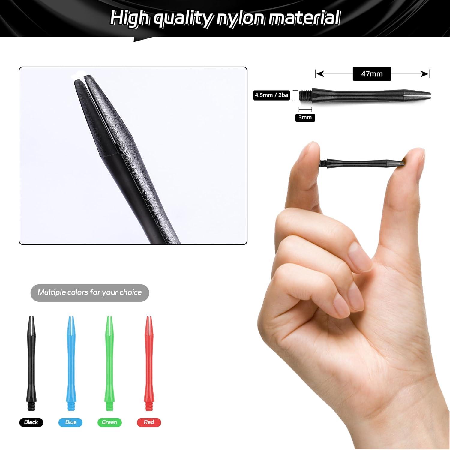 15 Stück professionelle Dart-Schäfte mit O-Ringen, schwarz