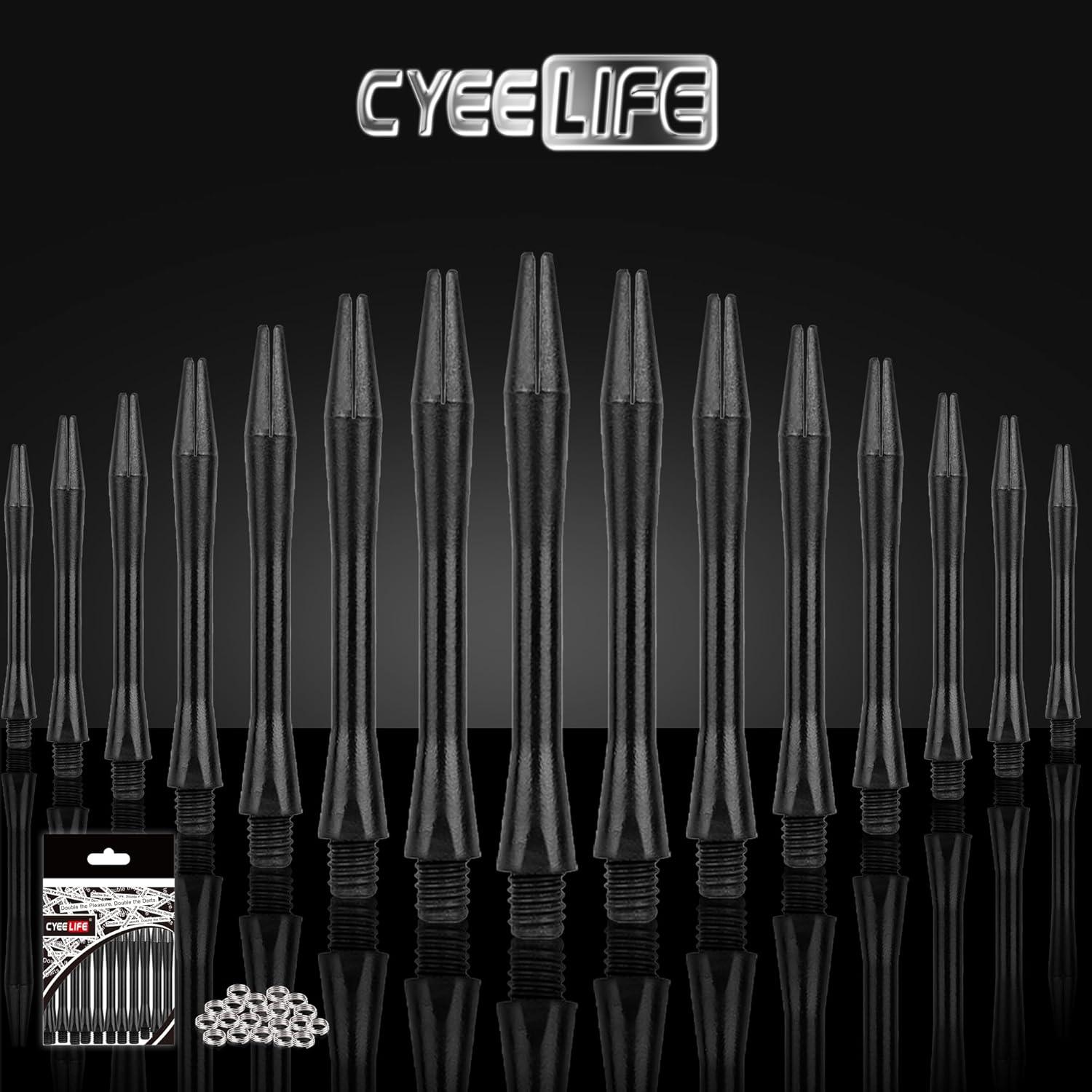 15x CyeeLife Dart Shafts + 20 O-Ringe Dart Zubehör Schwarz