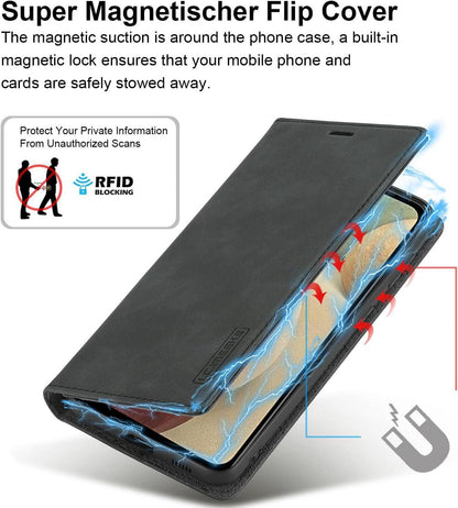 Handyhülle Samsung Galaxy A12 M12 Leder Schutzfolie Klappbar Flip