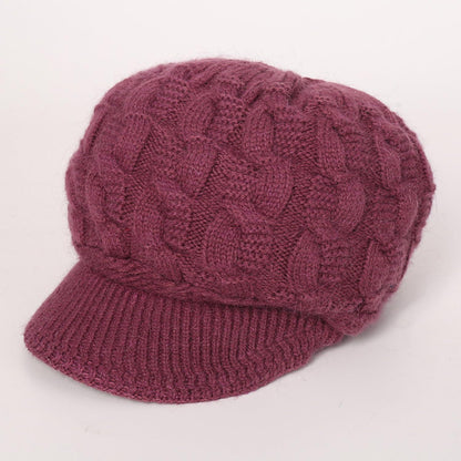 Gestrickte Schirmmütze mit warmem Fleecefutter Fuchsia
