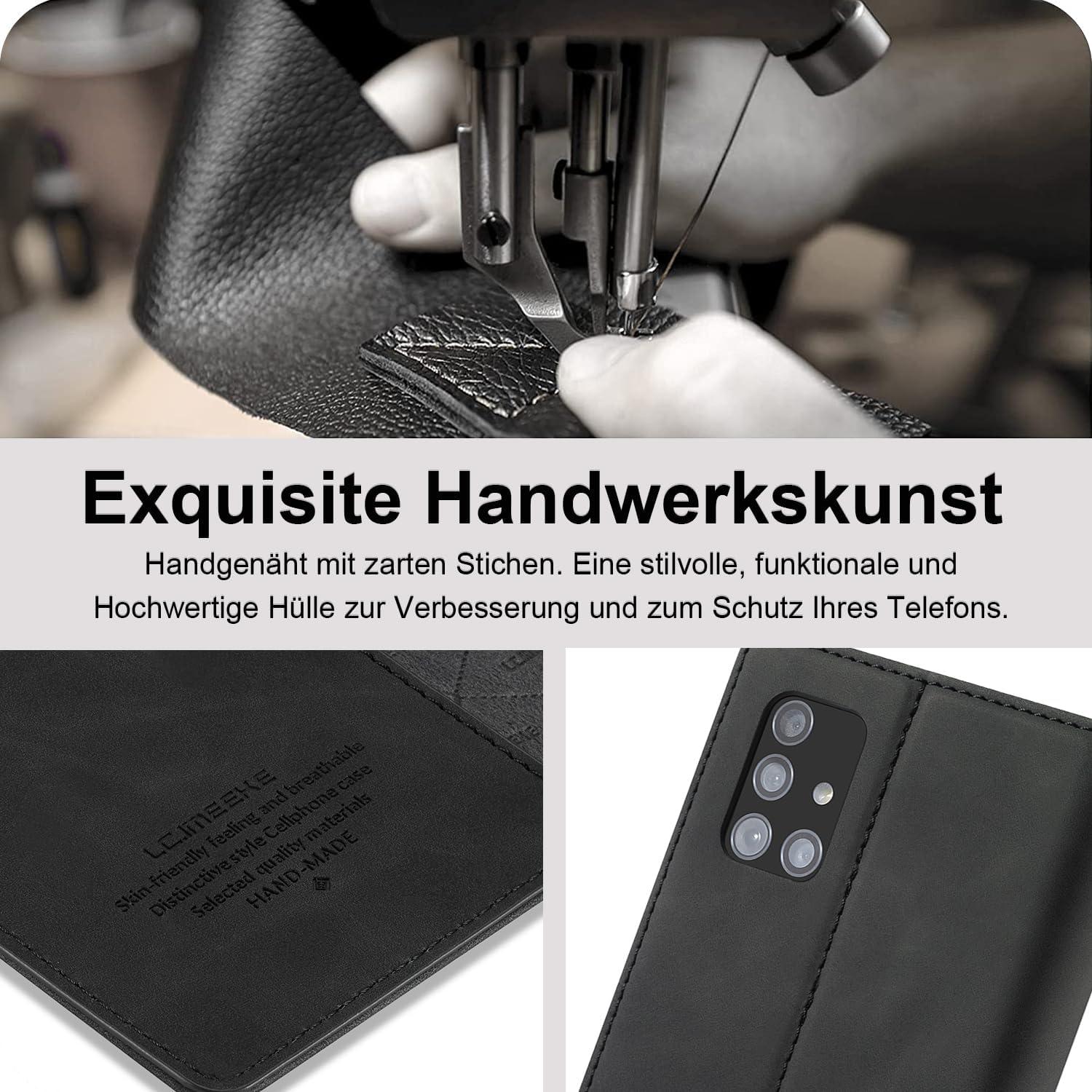 Samsung Galaxy A71 Hülle Leder Wallet Case mit Schutzfolie