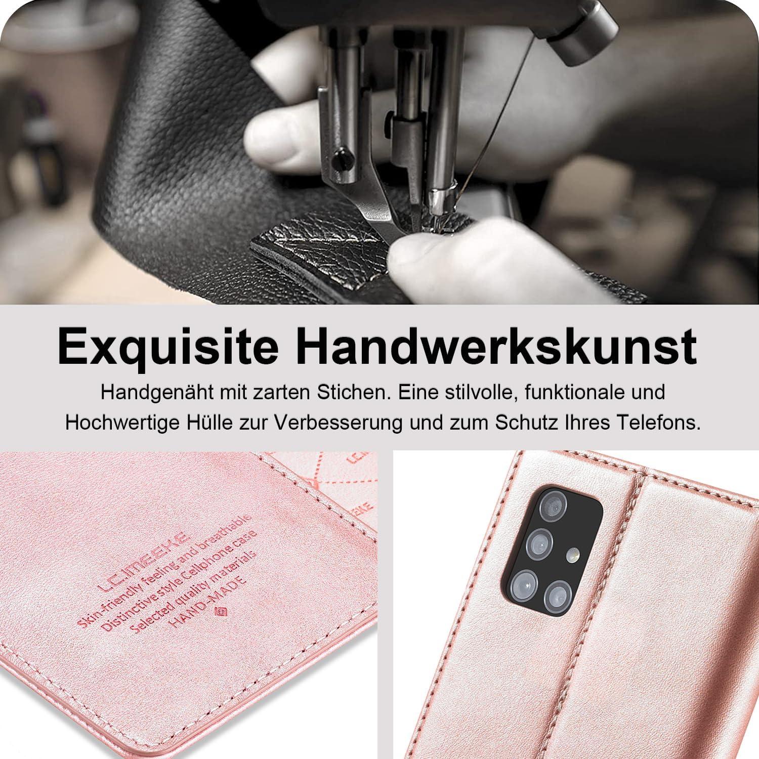 Samsung Galaxy A71 Hülle Leder Klappbar Wallet Case Schwarz
