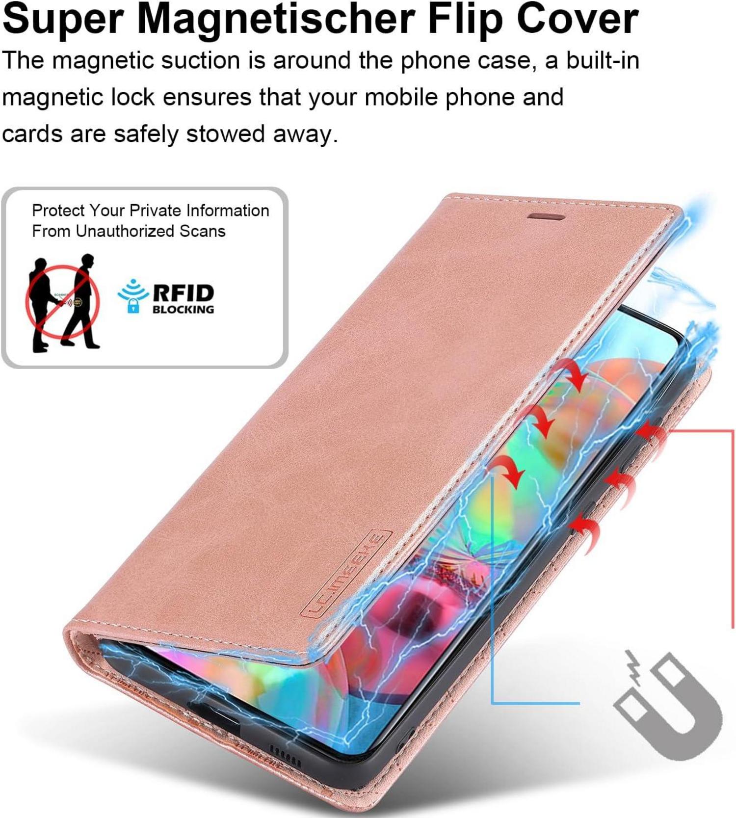 Handyhülle Samsung Galaxy A71 Leder Flip Wallet Schutzhülle Rosa