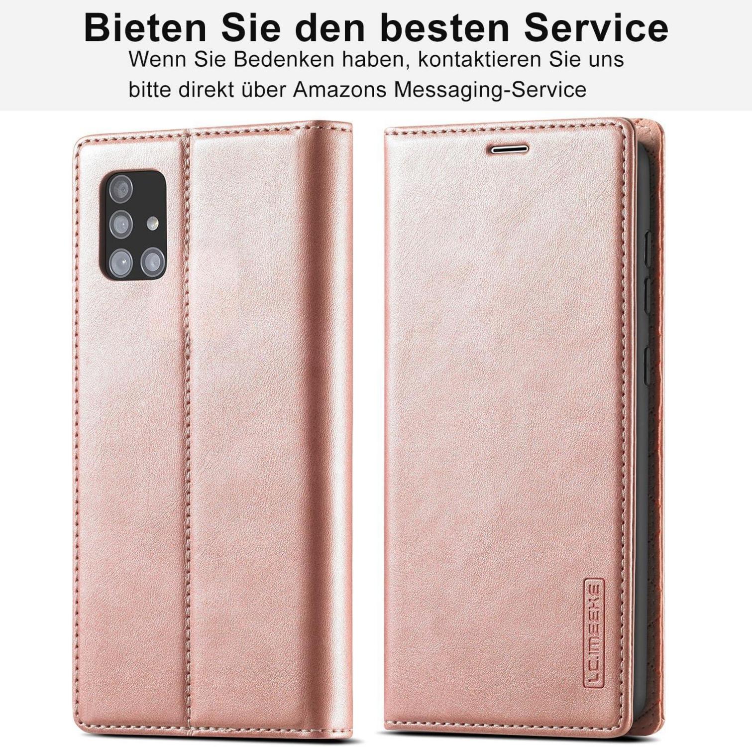 Samsung Galaxy A71 Hülle Leder Flip Wallet mit Ständer und Schutzfolie
