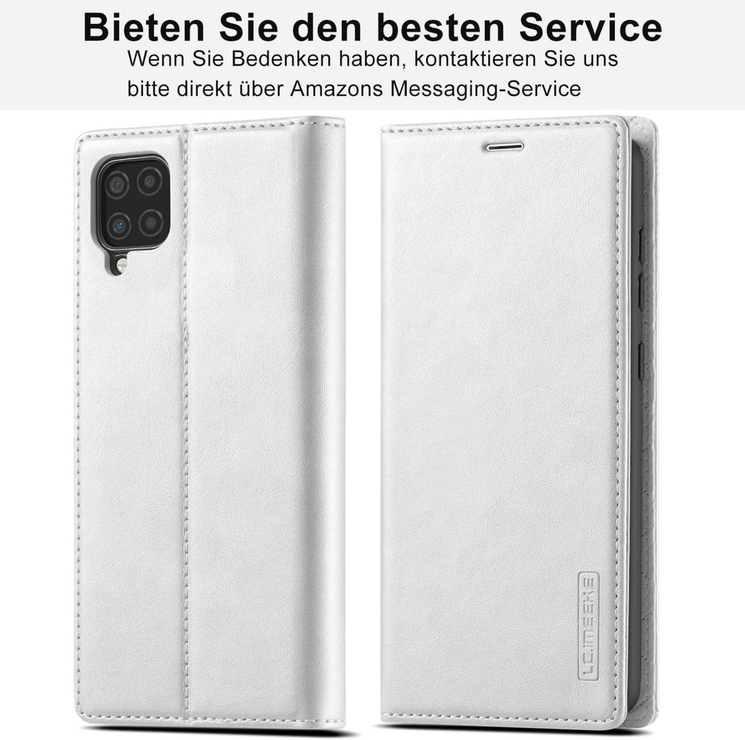Samsung Galaxy A12 M12 Hülle Leder Flip Wallet mit Schutzfolie