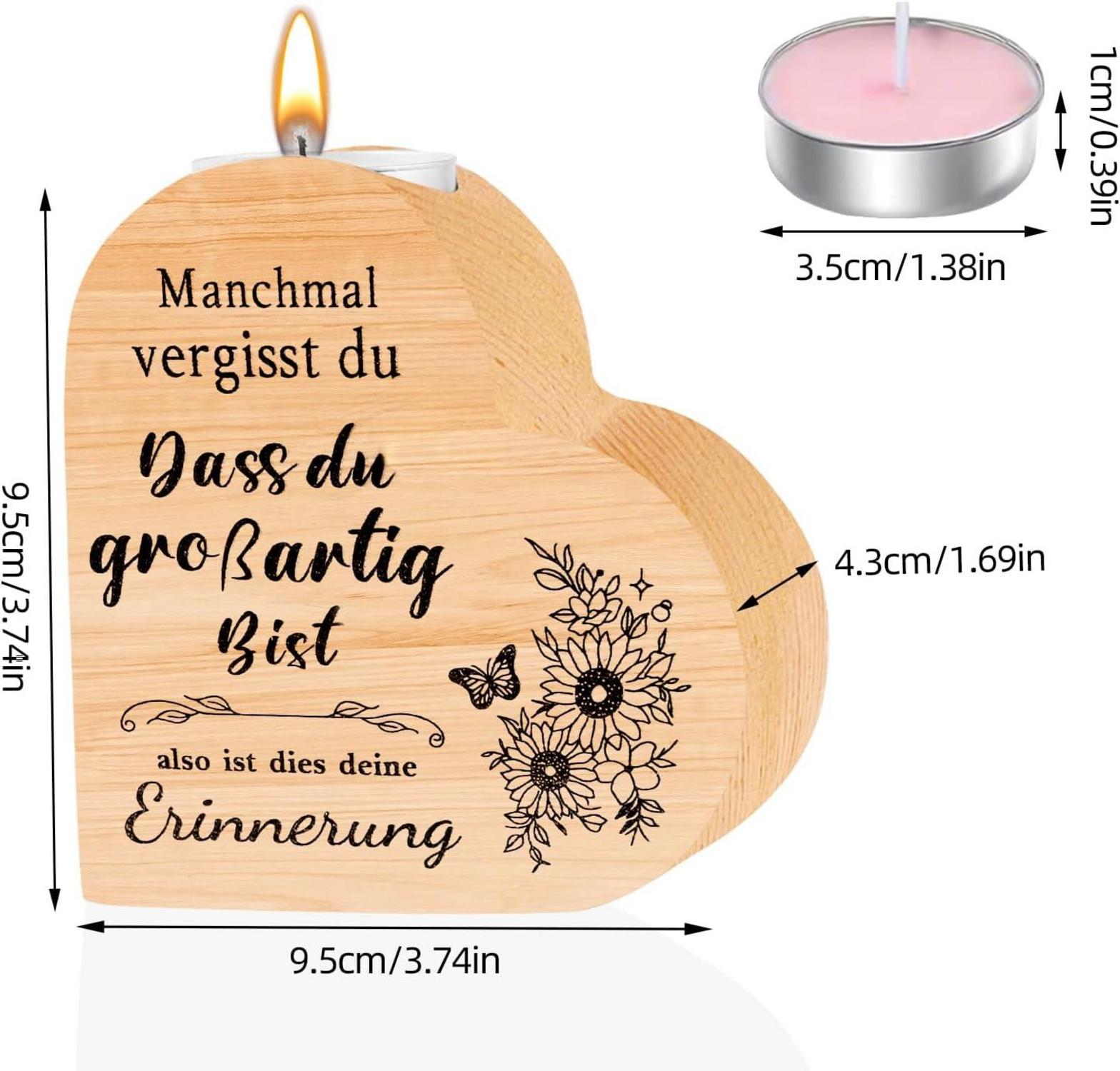 Herzform Kerzenhalter aus Holz Freundin
