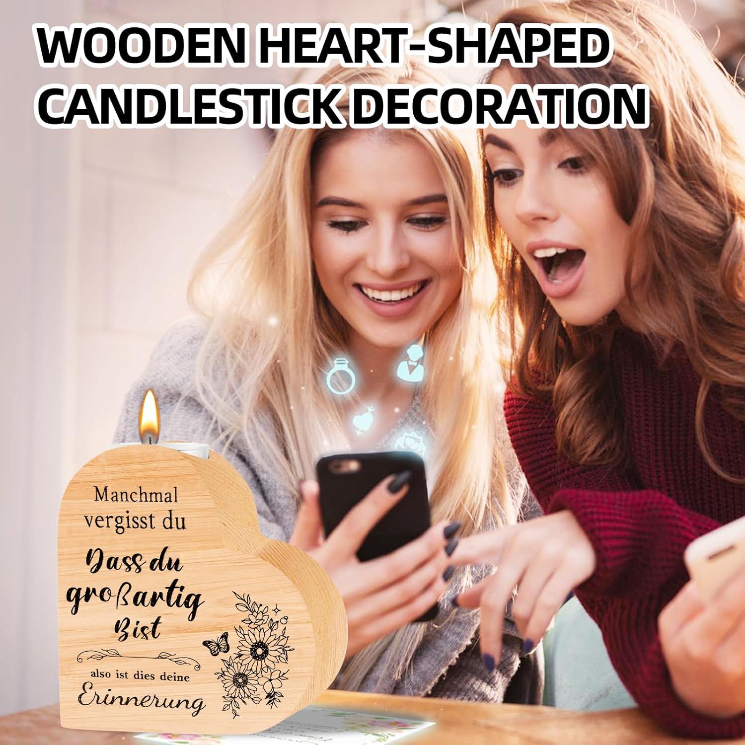 Herzform Kerzenständer Holz Freundin Geburtstagsgeschenk Valentine's Day