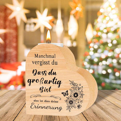 Herzform Kerzenständer aus Holz für Freundin Geburtstag, Valentinstag