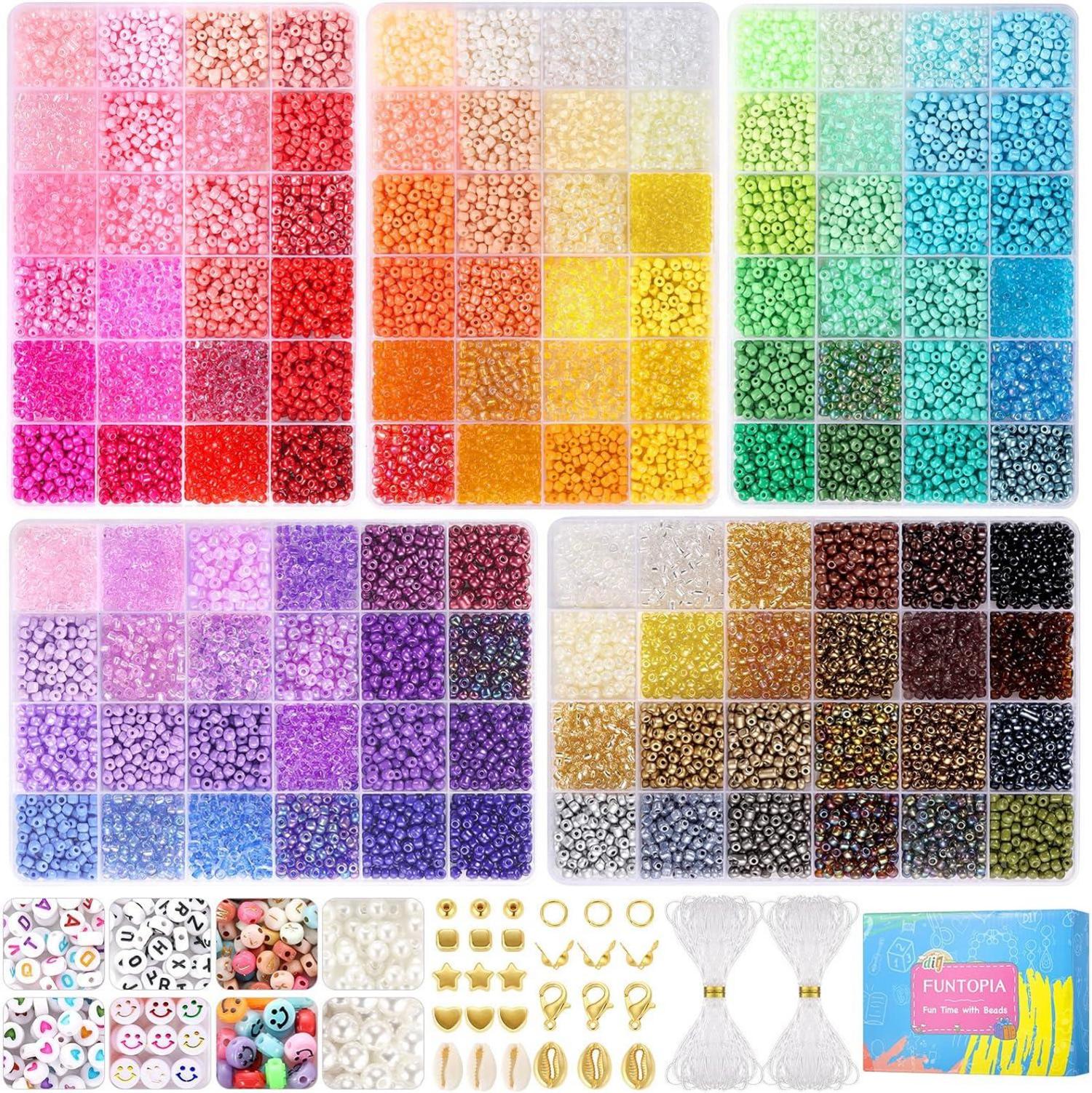 DIY Perlen Set für Mädchen Kinder Basteln Armbänder Charms 4mm 120