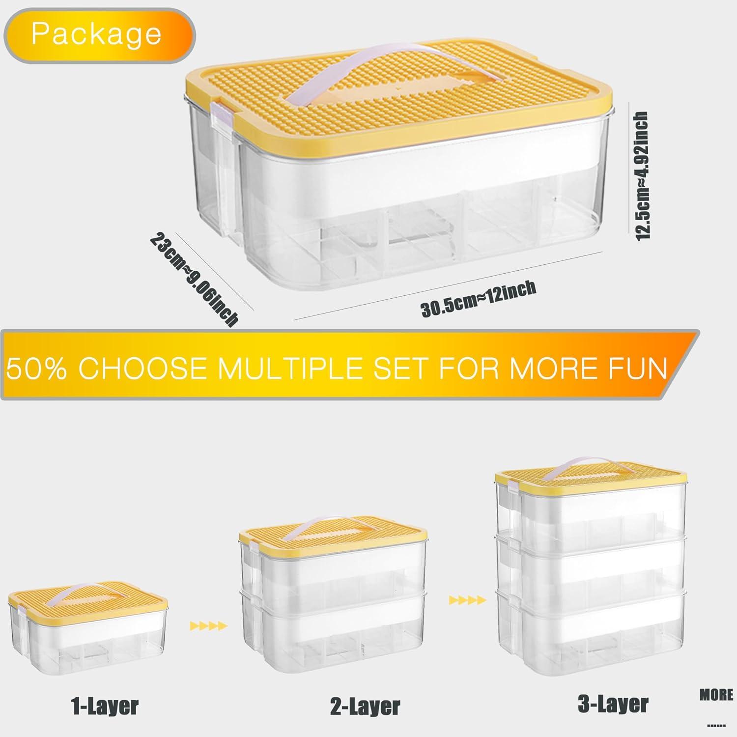 Aufbewahrungsboxen für Lego Steine - Transparente Stapelbox mit Deckel