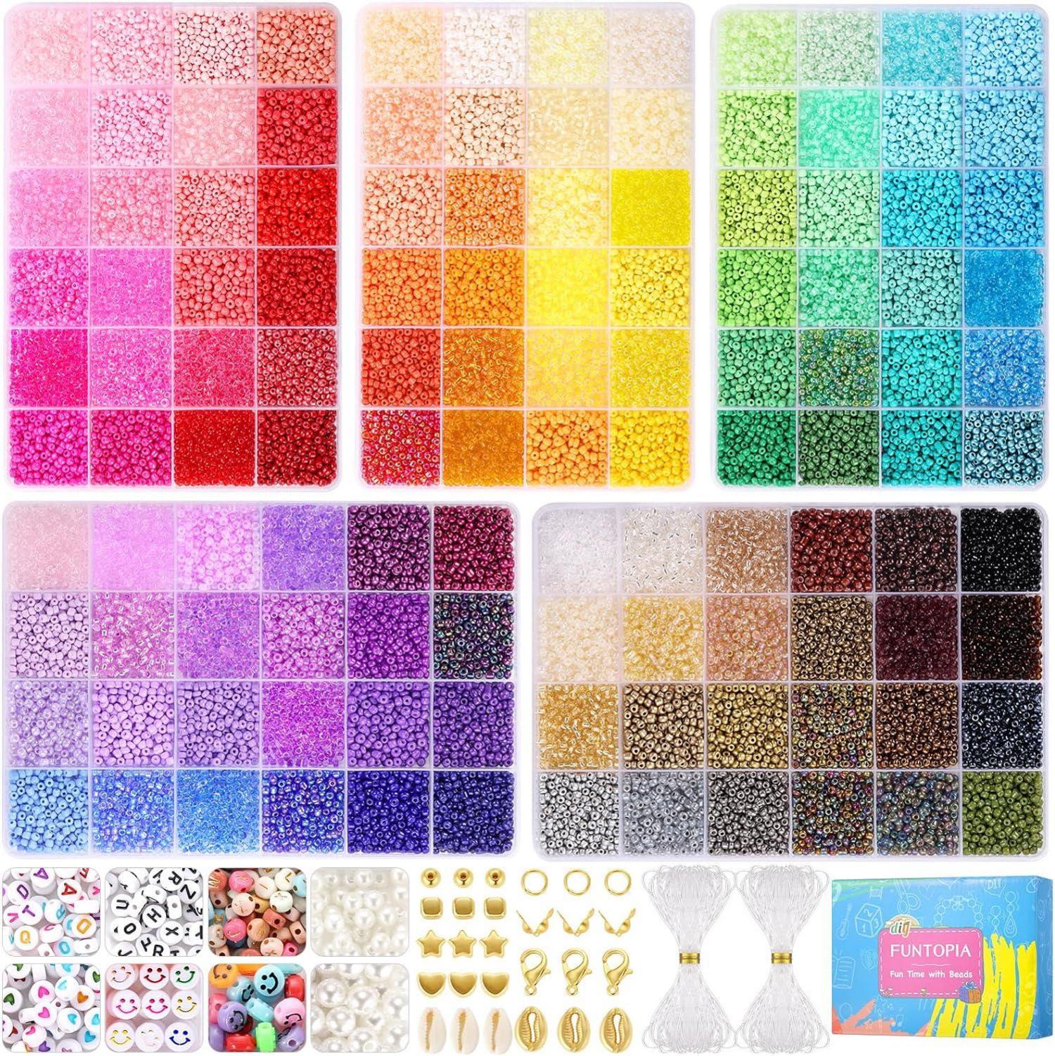 DIY Perlen Set 3mm - 120 Farben, Buchstabenperlen, Charms