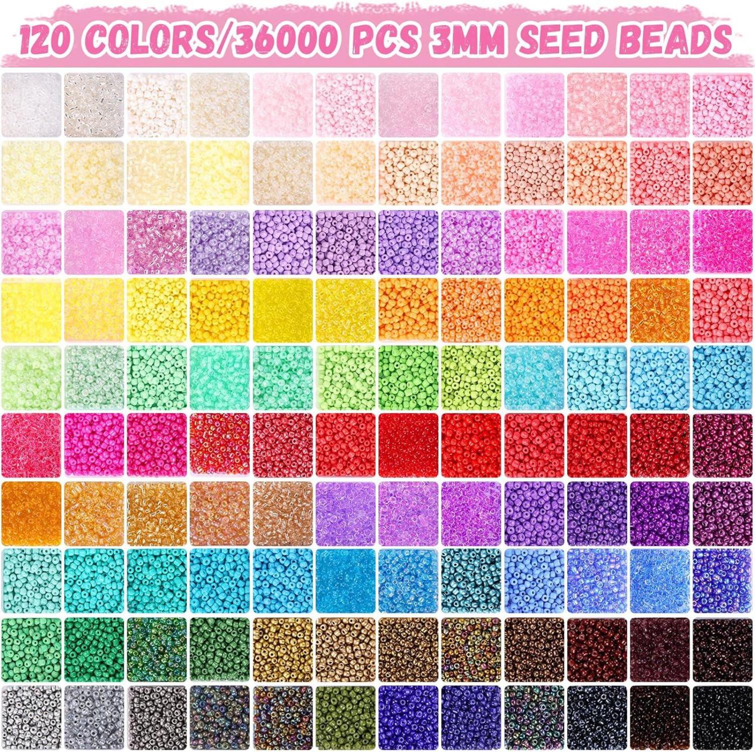 Perlen Set 3mm: 120 Farben, Buchstabenperlen, Charms