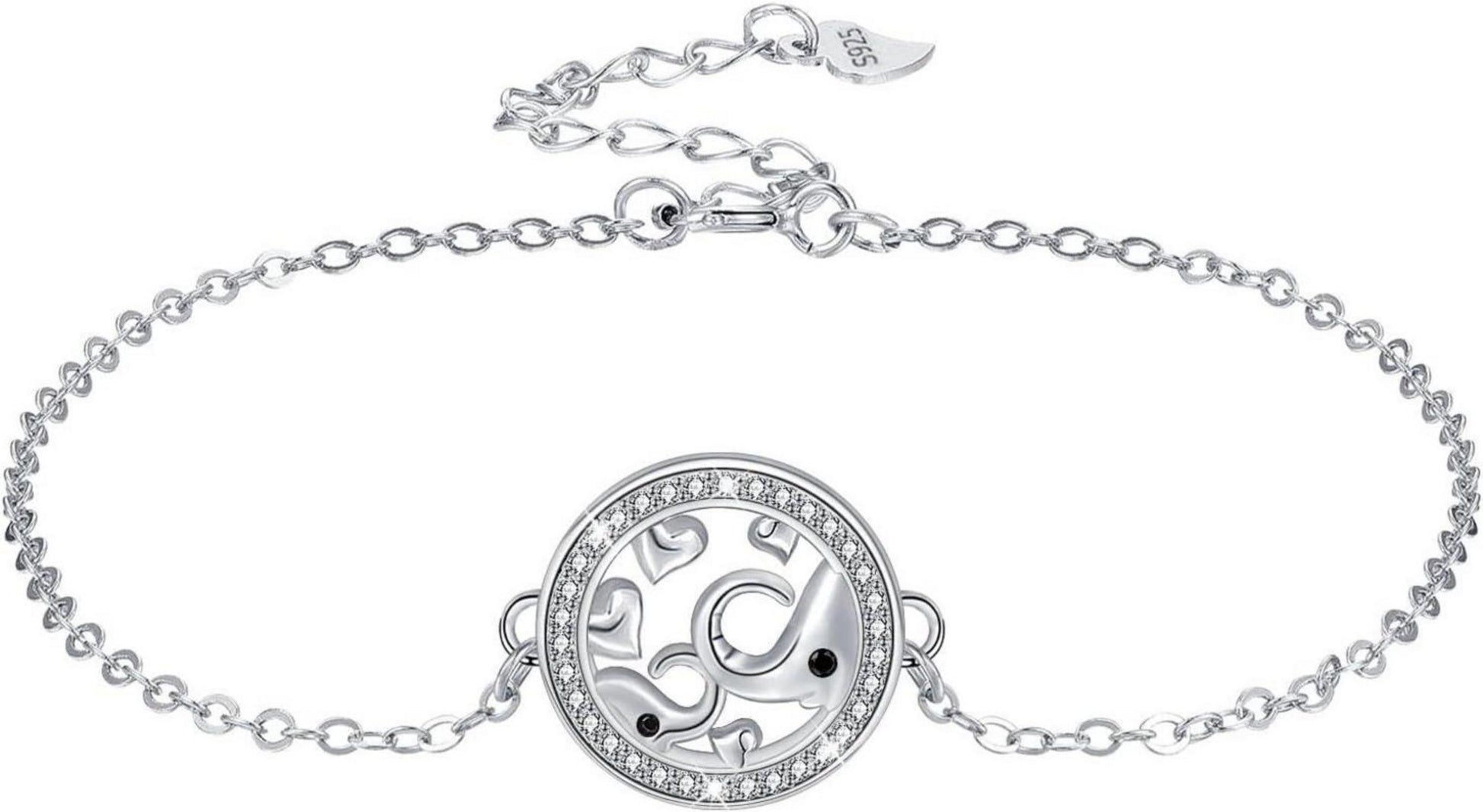 Mutter Tochter Elefanten Armband 925 Sterling Silber Geschenk Frauen