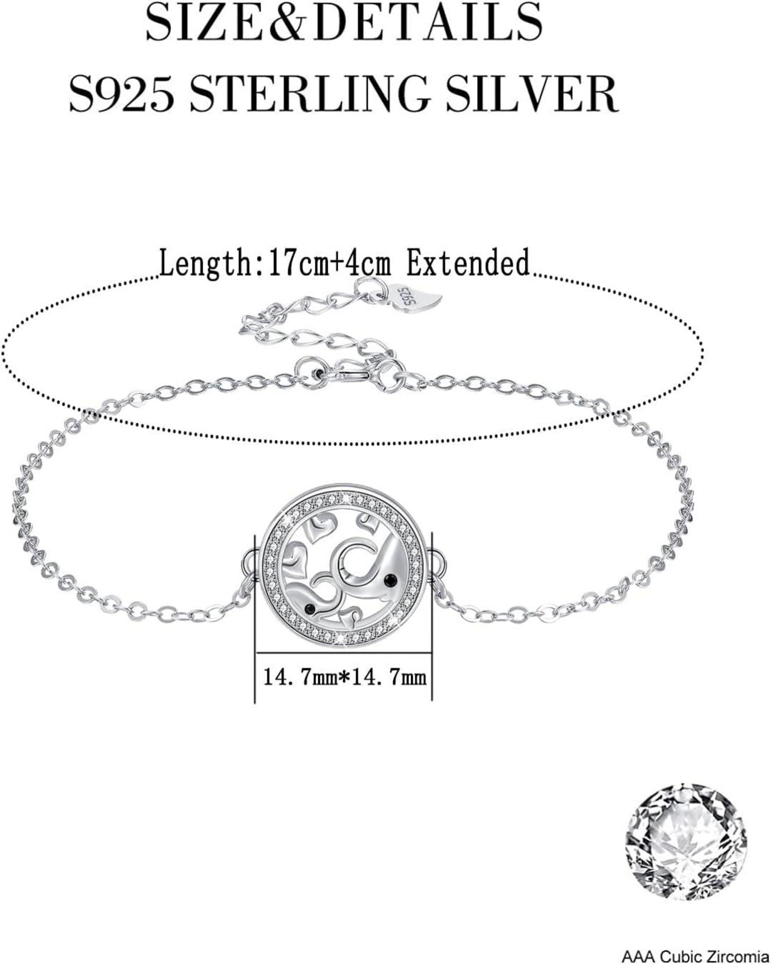 Mutter Tochter Elefant Armband 925 Sterling Silber Damen Geschenk