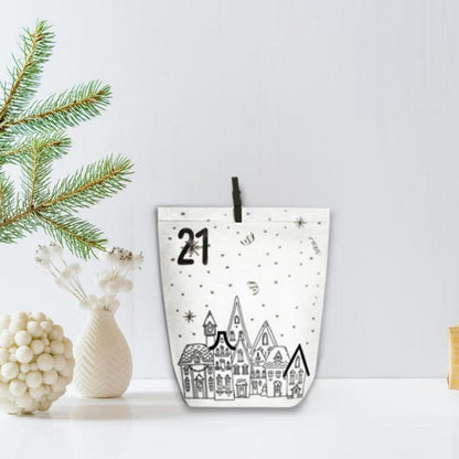Adventskalender zum Befüllen 24 Weihnachtsmotiv Tüten Weiß Kraftpapier