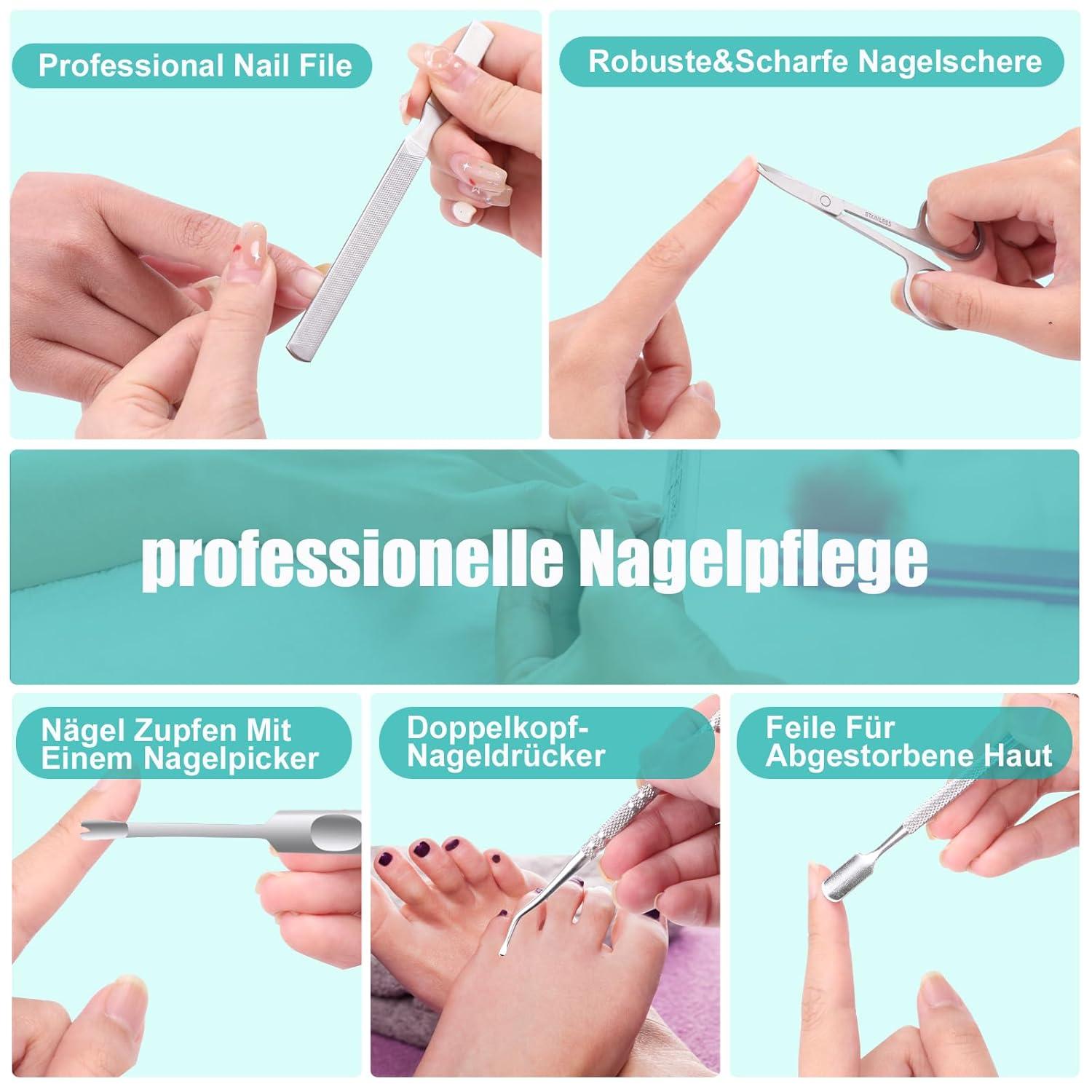 Fußnagelknipser Set für dicke Eingewachsene Nägel, Edelstahl 8-teilig