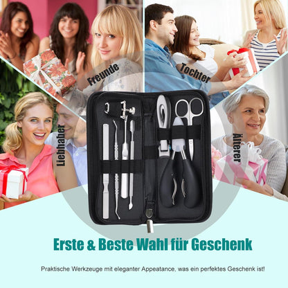Professionelles Fußnagelknipser Set für dicke & eingewachsene Nägel, Edelstahl Pediküre Fusspflege Nagelknipser, 8-teiliges Maniküre Set
