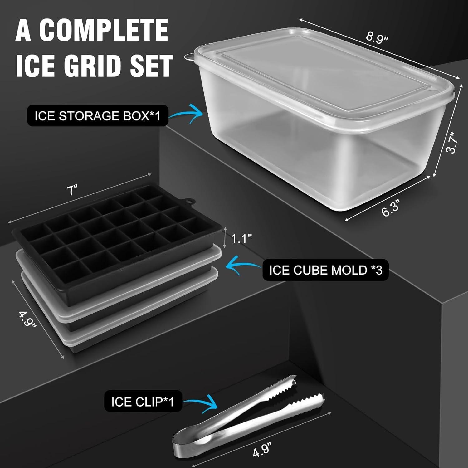 24-Loch Silikon Eiswürfelform Set mit Deckel - BPA-frei