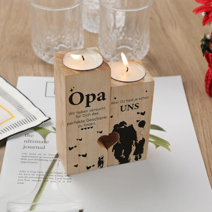 Herzform Kerzenständer Opa Geschenk für Geburtstag, Vatertag, Weihnachten