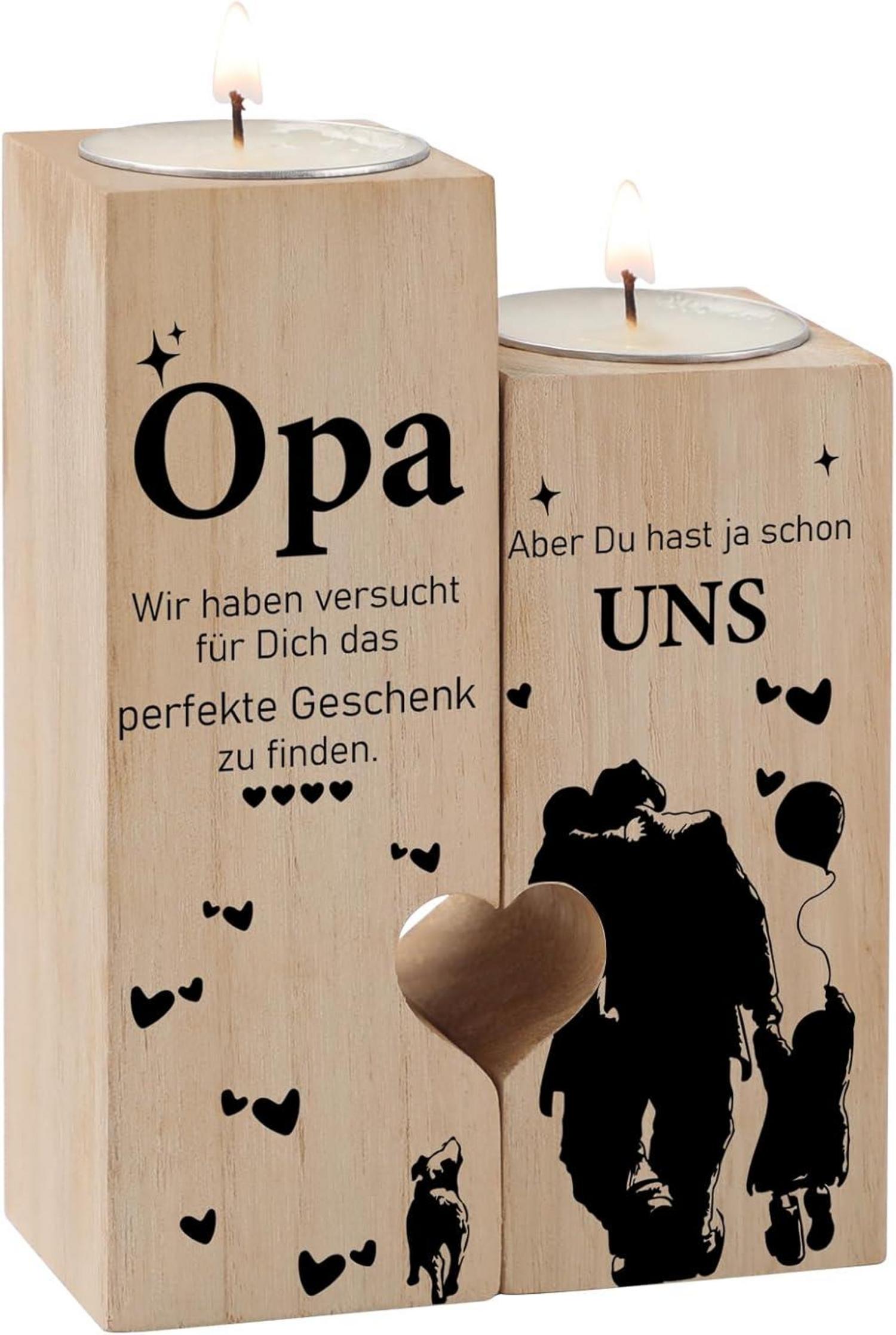 Herzform Kerzenhalter Opa Geschenk Geburtstag Weihnachten Enkel