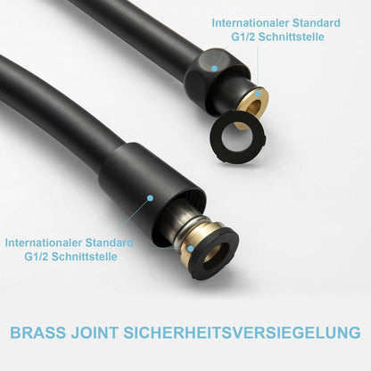 Brauseschlauch PVC 1.8m Hochdruck Duschschlauch Ersatz Schwarz