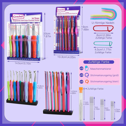 Ergonomisches Häkelnadel-Set 76-teilig für Anfänger