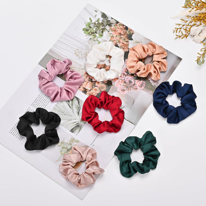 8er Set Seide Scrunchies Damen Satin Haargummis 8 Farben Haarschmuck