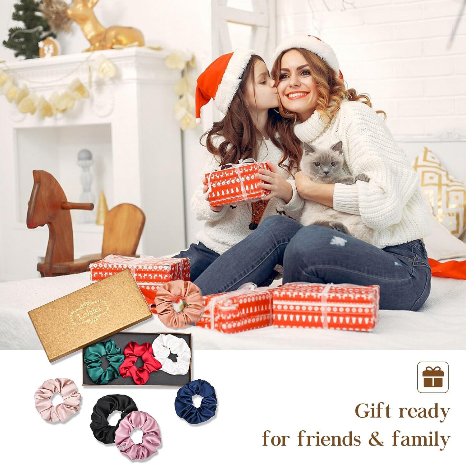 8er Pack Seide Scrunchies Haargummis für Damen - Premium Satin Pferdeschwanzhalter in 8 Farben
