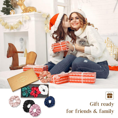 8er Pack Seide Scrunchies Haargummis für Damen - Premium Satin Pferdeschwanzhalter in 8 Farben