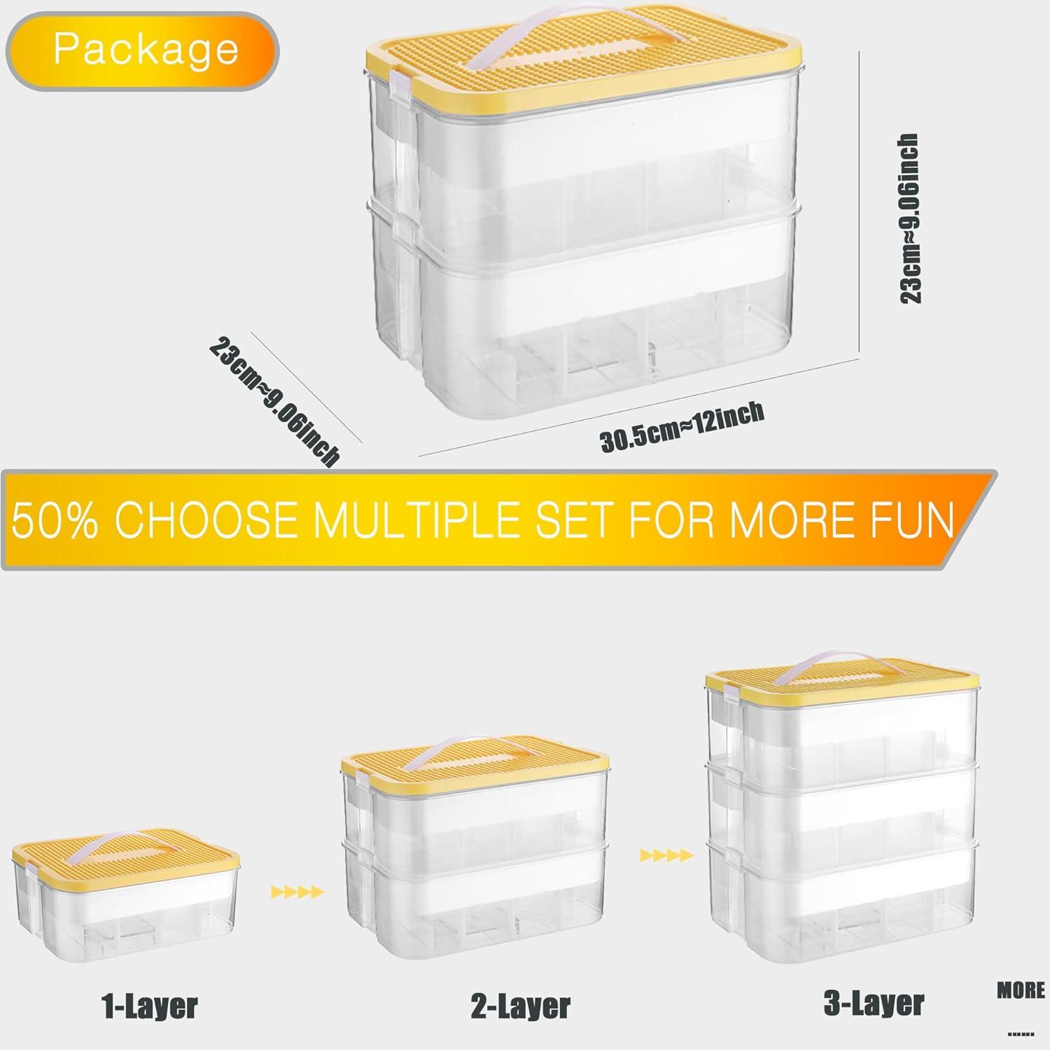 Lego Aufbewahrungsbox Stapelbar Spielzeugkiste mit Deckel Transparent
