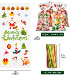 Cellophantüten Weihnachten 120 Bindebänder Zellophantüten