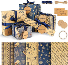 Weihnachtsgeschenkpapier Set 10 Blatt 50x76cm mit Band & Tags
