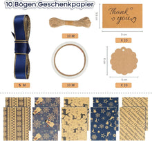 10 Blatt Kraft Geschenkpapier Weihnachten mit Schleife