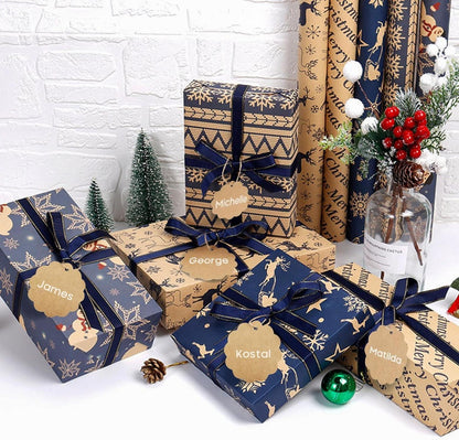 Weihnachtsgeschenkpapier Set 10 Blatt 50x76cm mit Band & Tags