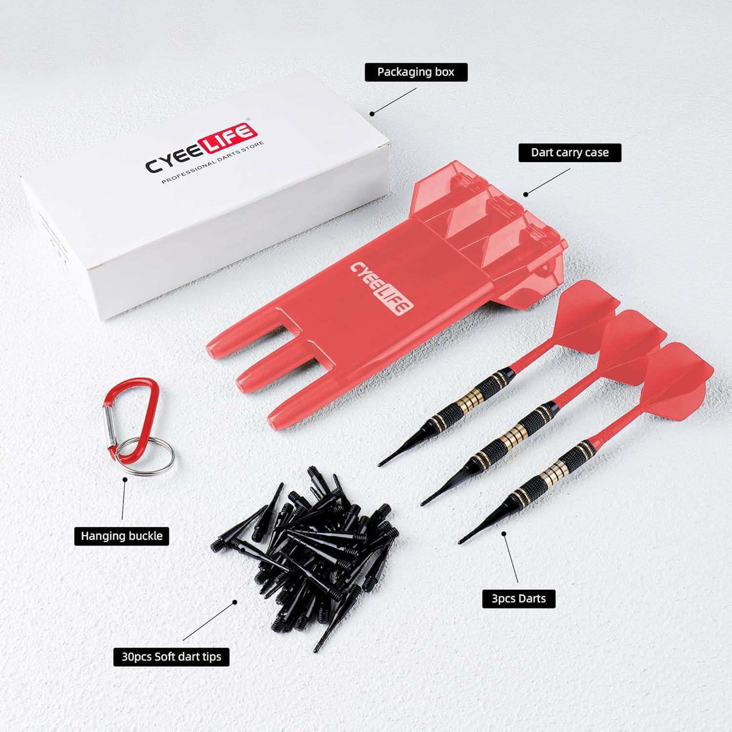 CyeeLife Dartpfeile Set 3 Stück Kunststoffspitze Softdarts Aufbewahrungsbox