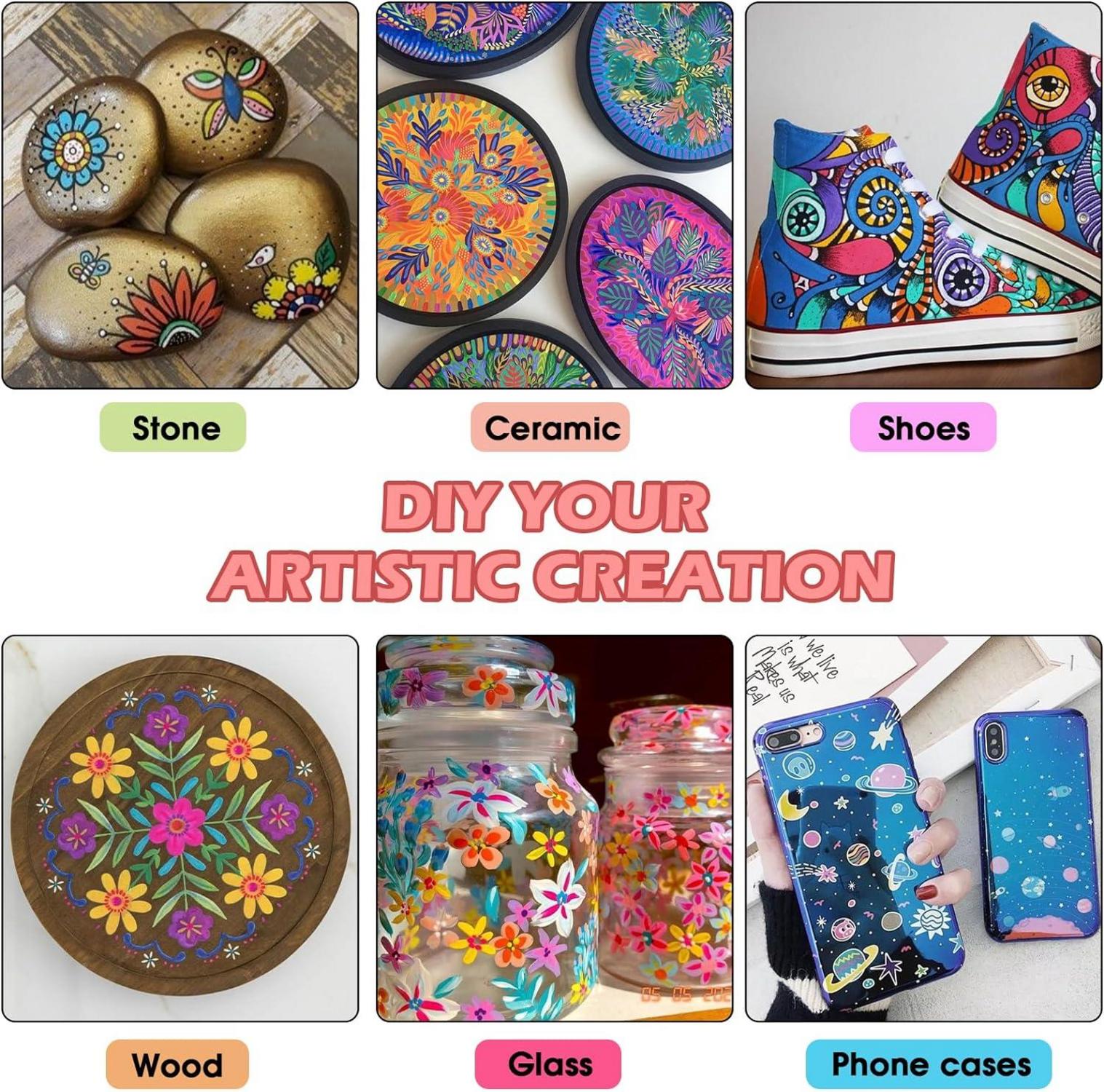 72Colors Acrylic Paint Pens 0.7mm Fine Tip for Rock Wood Canvas Glass