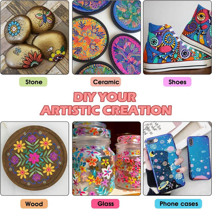 72Colors Acrylic Paint Pens 0.7mm Fine Tip for Rock Wood Canvas Glass