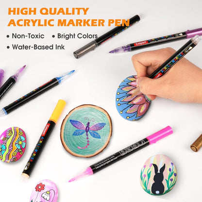 72Colors Acrylic Paint Markers 0.7mm Extra Fine Tip Rock Painting Set